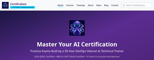 The CertKraken home page: the kraken logo above the headline on a purple ground